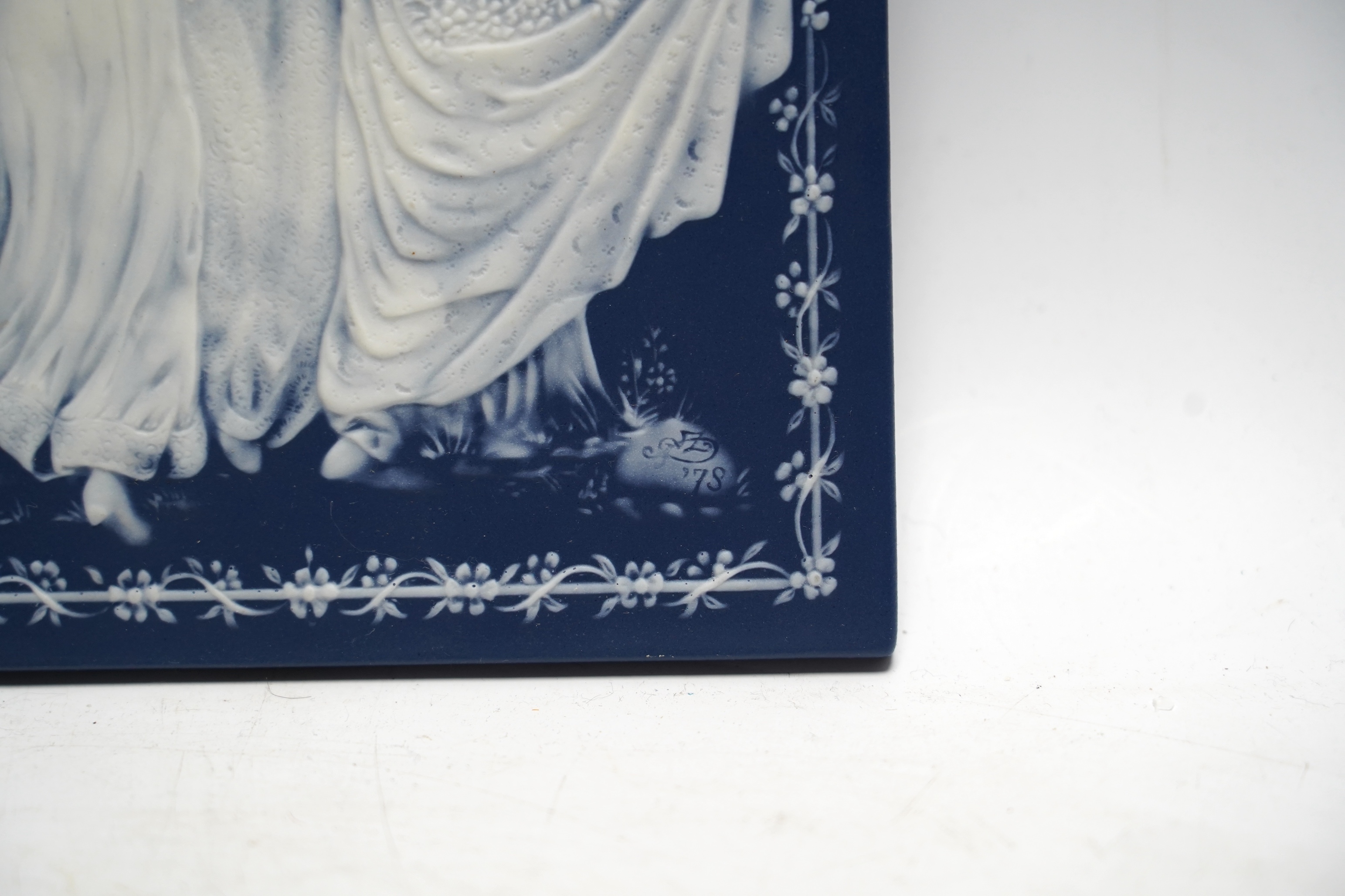 A Villeroy & Boch pate sur pate panel, indistinctly signed bottom right corner, 21x15cm
